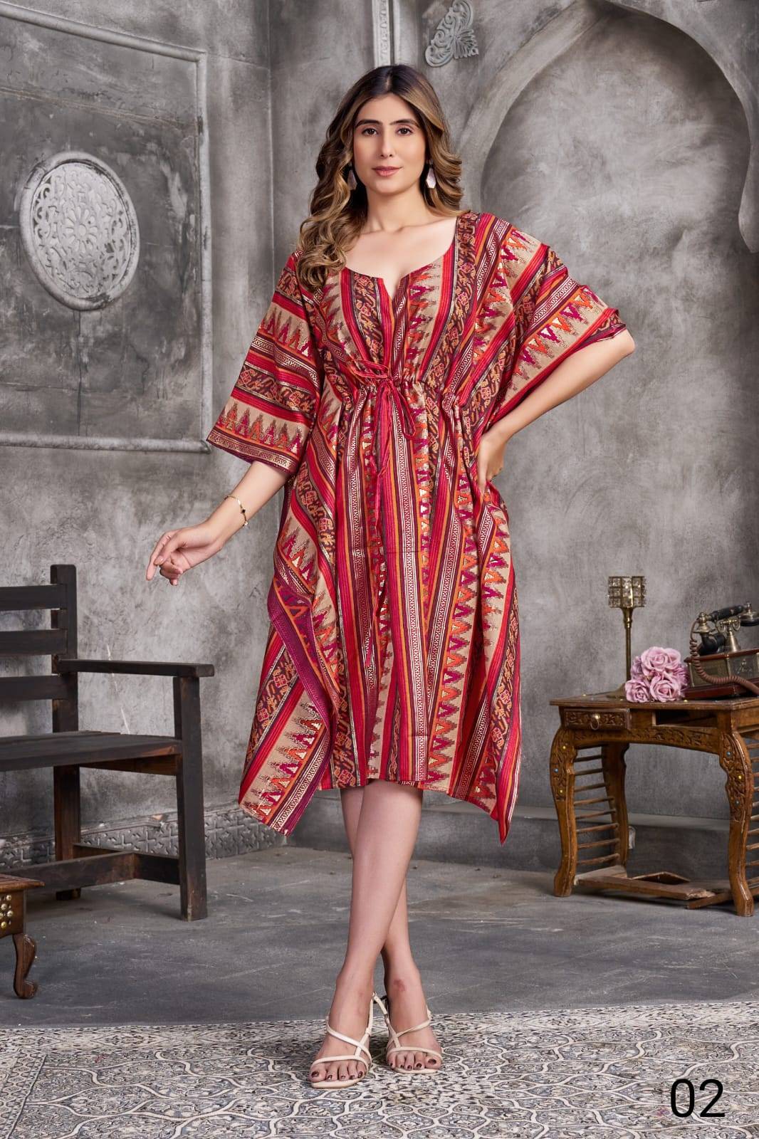 Kaftan By Vouche 01 To 02 Series Designer Stylish Fancy Colorful Beautiful Party Wear & Ethnic Wear Collection Heavy Muslin Kaftan At Wholesale Price